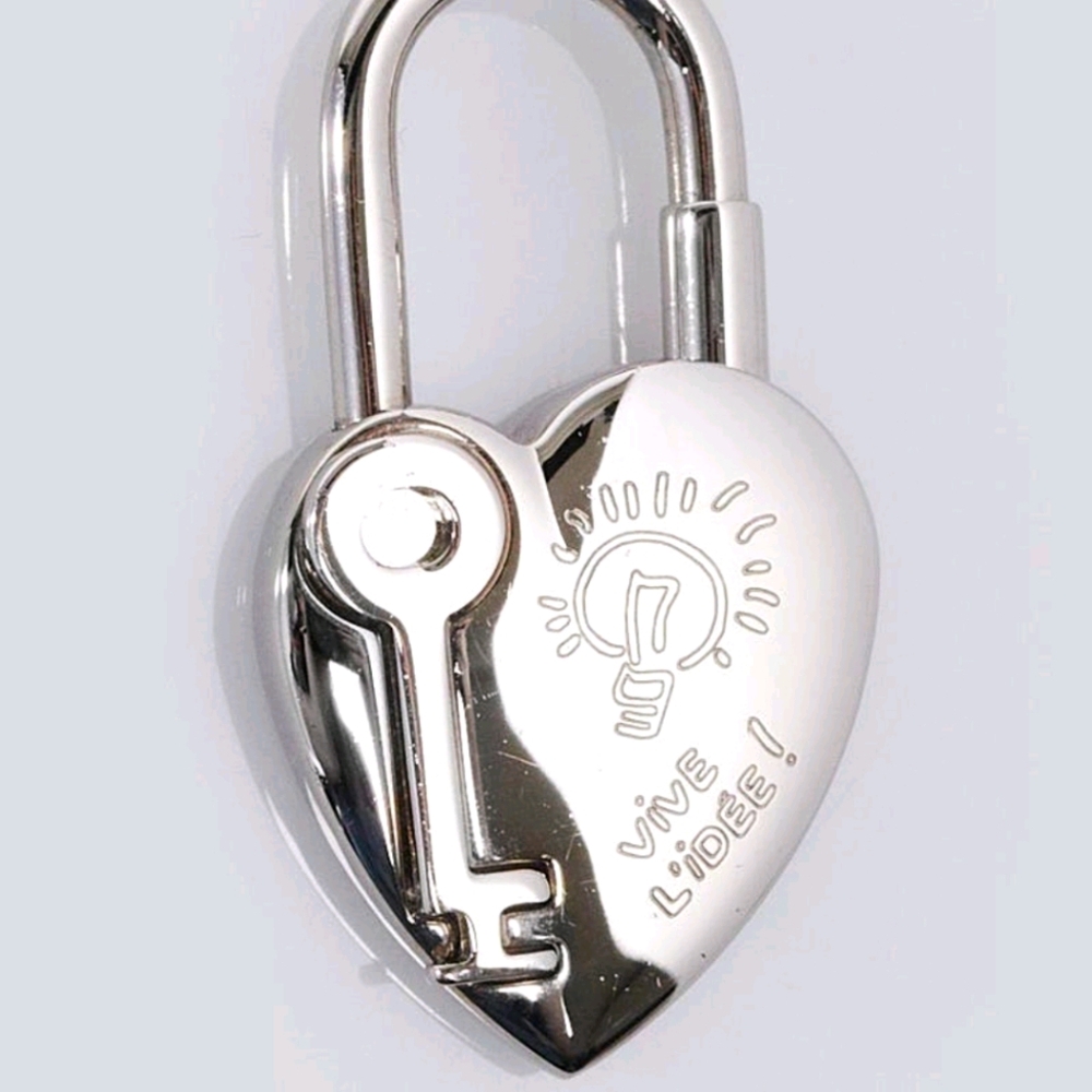 Hermes Palladium Fantaisie Heart Lock Necklace